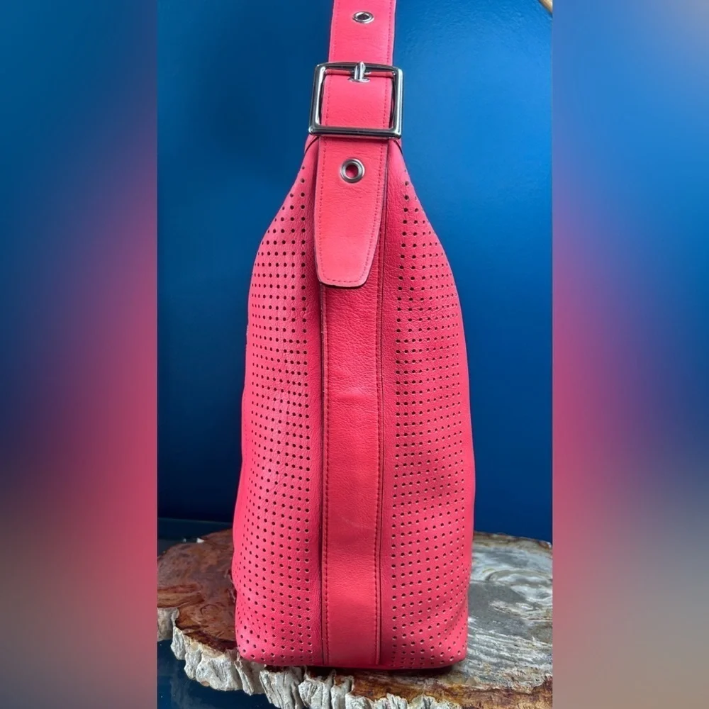 Coach Legacy Perforated Watermelon Pink Leather Duffel 22762
